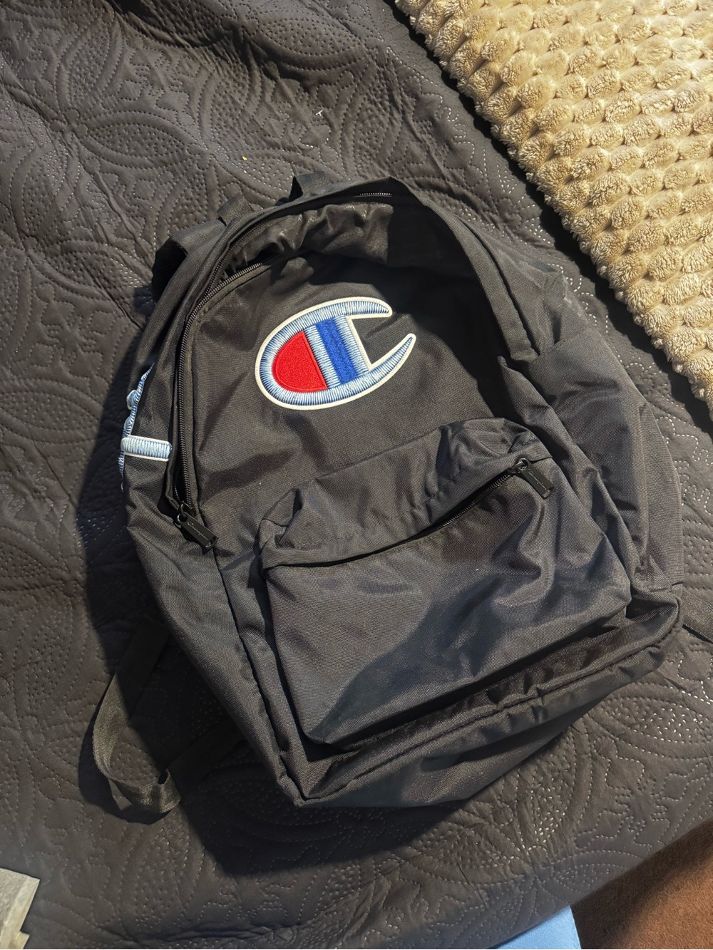 Champion Black Backpack with Red & Blue Embroidered C Logo
